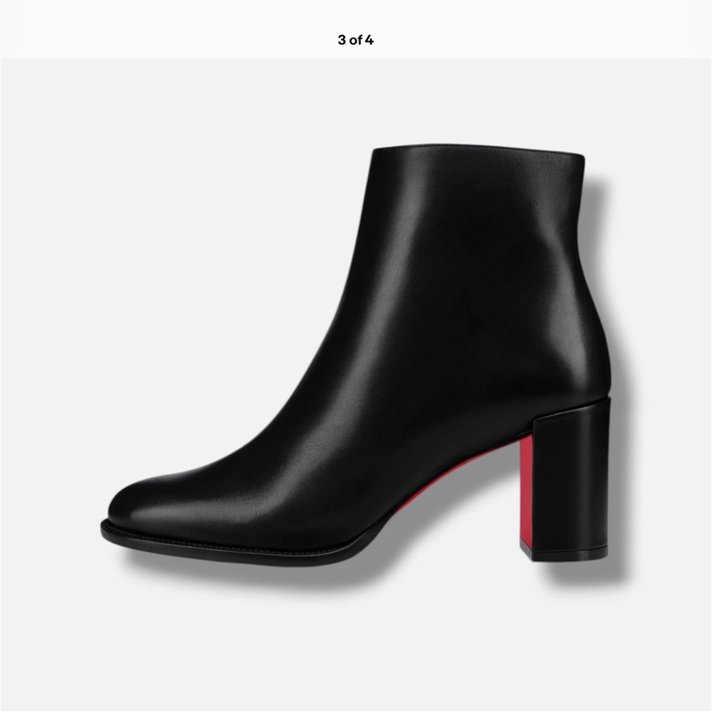 Christian Louboutin Black Leather Ankle Boots with Red Block Heel EUR 39